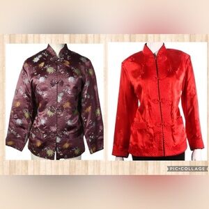 Vintage Authentic Traditional Reversible Padded Satin Brocade Chinese Jacket SzM